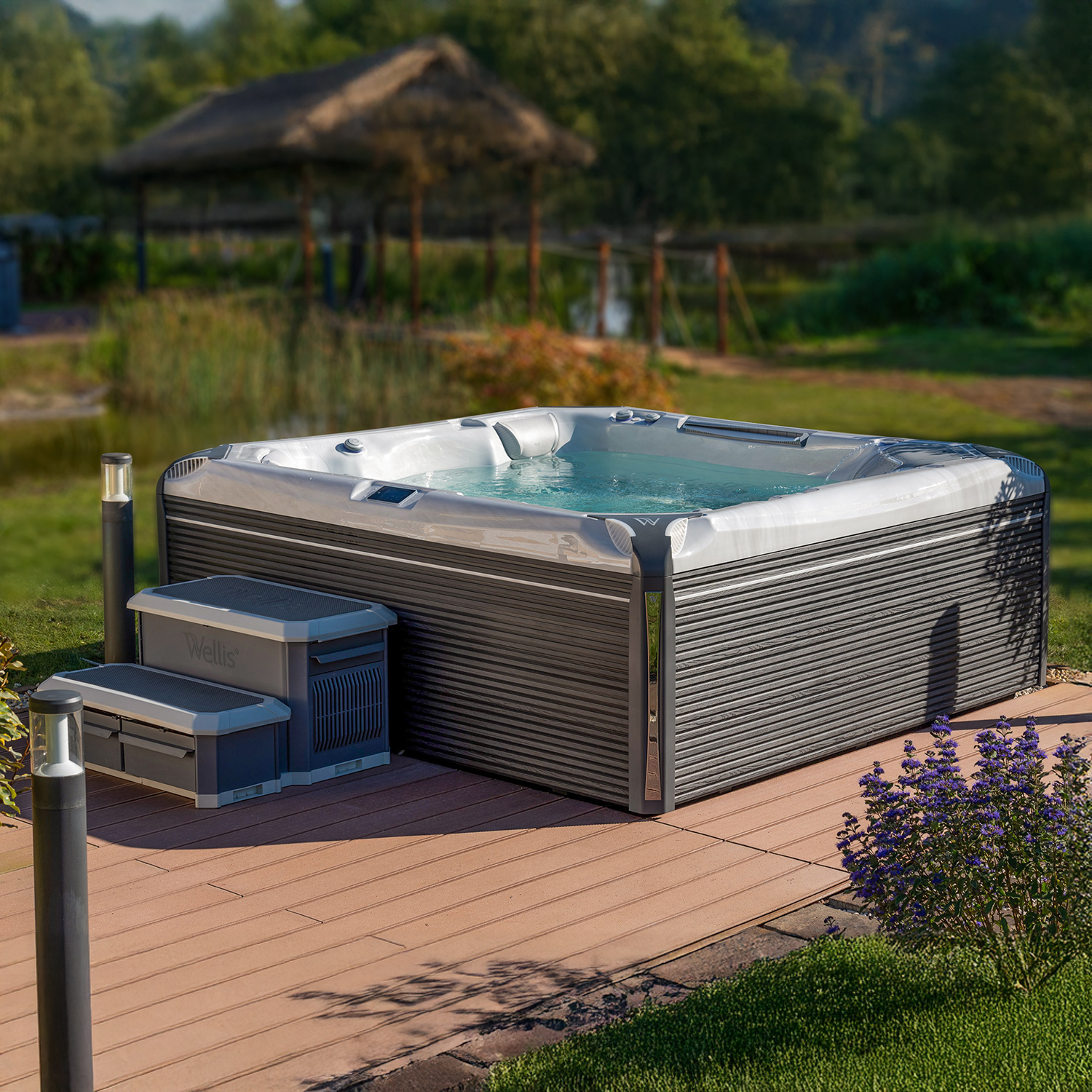 Wellis PeakLife hot tub showcasing advanced hydrotherapy and premium European design
